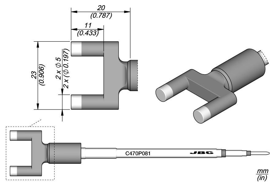 C470P081 - Faston Terminal Cartridge 23 x Ø 5